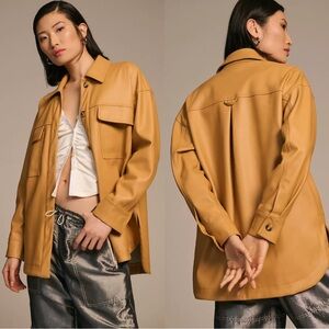 Maeve Faux Leather Shirt Jacket | Anthropologie